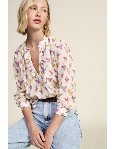 Blouse fantaisie avec col volant et manches longues Dixie
