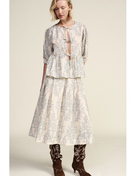 Jupe midi plissée à motif floral Dixie