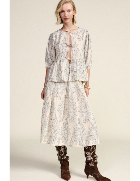 Jupe midi plissée à motif floral Dixie