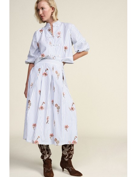 Jupe plissée rayée à imprimé floral Dixie