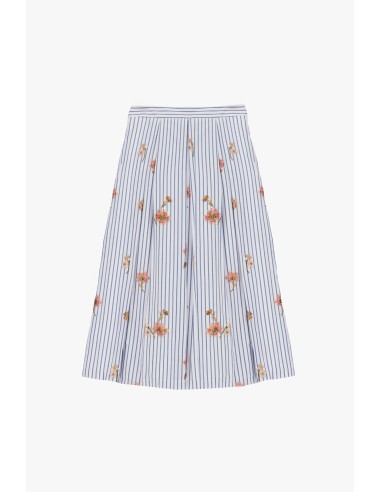 Dixie geplooide gestreepte rok met bloemenprint