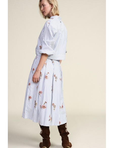 Jupe plissée rayée à imprimé floral Dixie