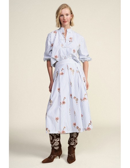 Jupe plissée rayée à imprimé floral Dixie