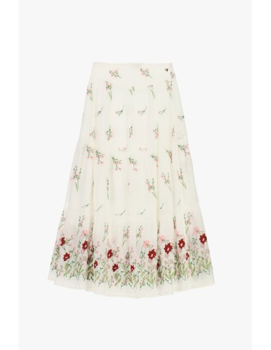 Jupe longue avec broderie florale et motif à volants Dixie
