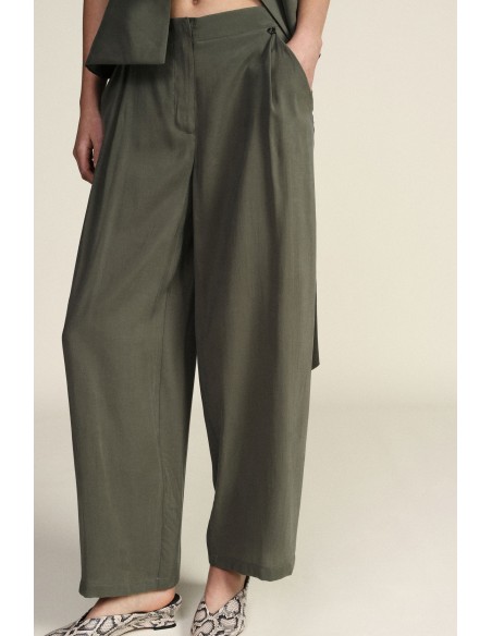 Pantalon palazzo taille haute à pinces Dixie