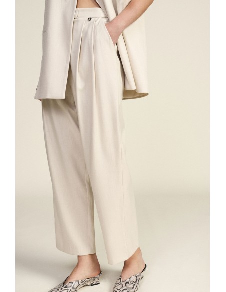 Pantalon palazzo taille haute avec pinces frontales Dixie
