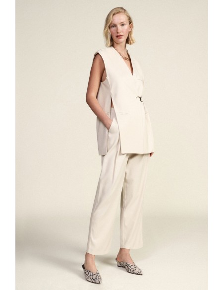 Pantalon palazzo taille haute avec pinces frontales Dixie
