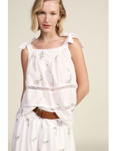 Top à larges bretelles et broderie florale Dixie