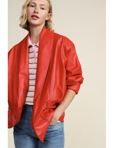 Veste en similicuir à manches trois quarts Dixie