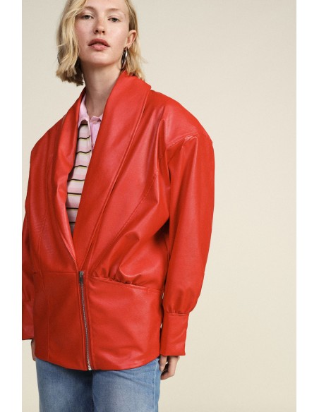 Veste en similicuir à manches trois quarts Dixie