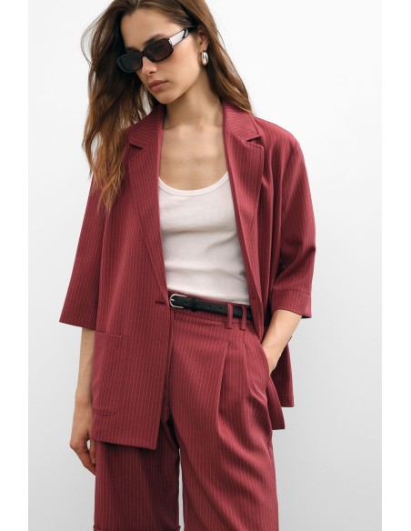 Gestreepte blazer met driekwartmouwen en knoopsluiting alstublieft