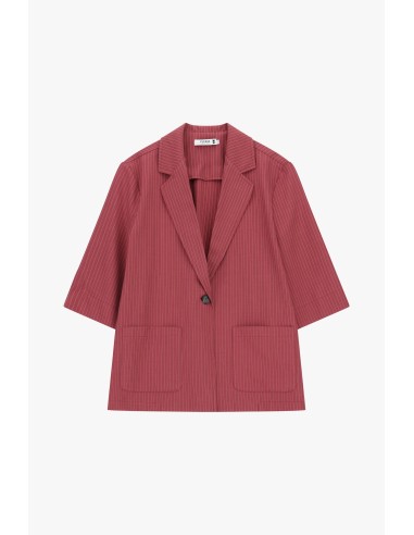 Gestreepte blazer met driekwartmouwen en knoopsluiting alstublieft