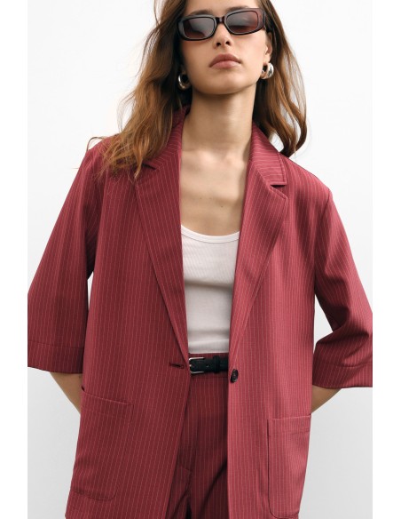 Blazer rayé à manches trois quarts et fermeture à bouton Please