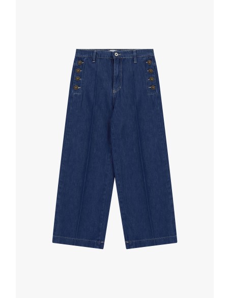 Wijde jeans met knopen aan de zijkant, alstublieft