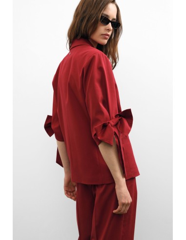 Blazer à manches bouffantes et fermeture à deux boutons- plait