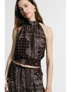 Top fantaisie bandana à encolure américaine Please