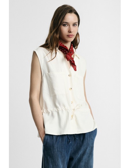 Gilet sans manches avec cordon de serrage et poches frontales Please