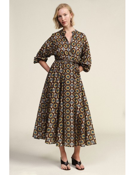 Robe longue à imprimé géométrique avec ceinture Dixie