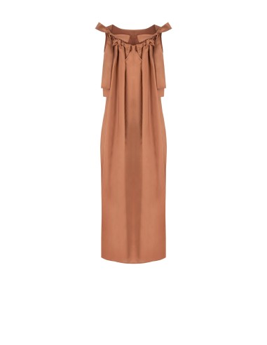 Midi Wide A-line Cotton A-line Dress With Bow At Back Rinascimento