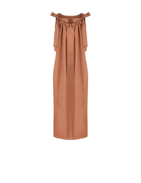 Midi Wide A-line Cotton A-line Dress With Bow At Back Rinascimento