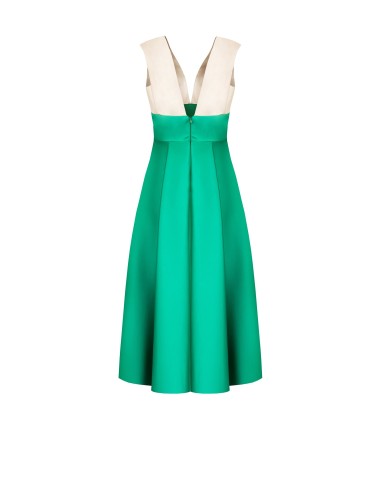 Robe midi en satin Duchesse Colour Block avec poches Rinascimento