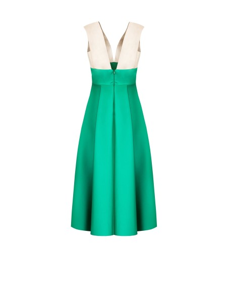 Robe midi en satin Duchesse Colour Block avec poches Rinascimento