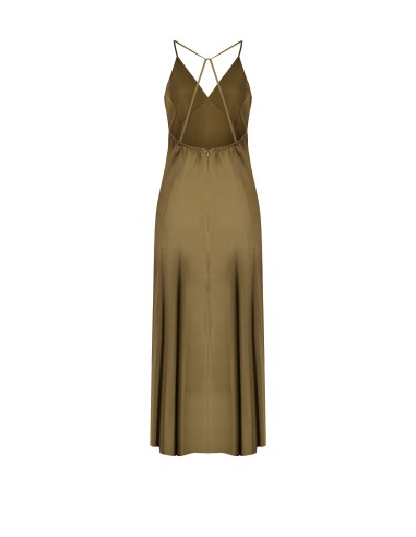 Robe longue en viscose et lin mélangés avec fines bretelles croisées dans le dos Rinascimento