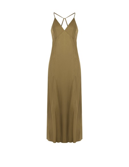Robe longue en viscose et lin mélangés avec fines bretelles croisées dans le dos Rinascimento