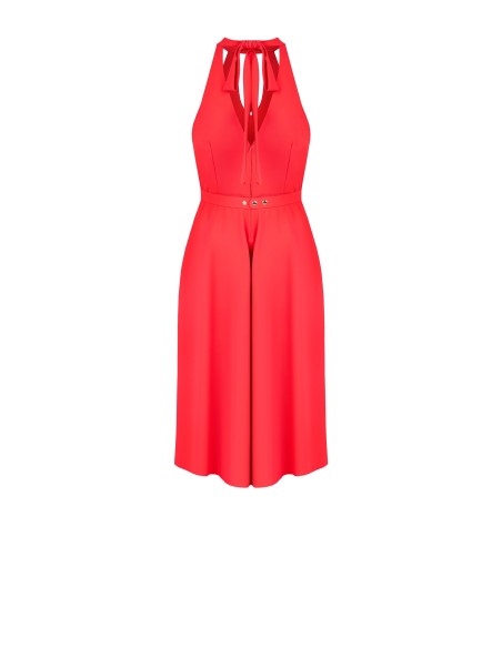 Robe midi en tissu fluide avec ceinture à logo Rr Rigid Rinascimento