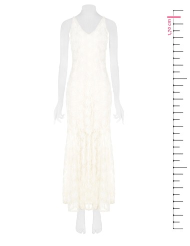 Robe longue sirène brodée de tulle rose en relief Rinascimento