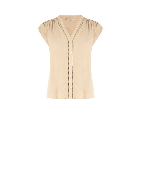 Ruimvallende en soepelvallende viscoseblouse met V-hals van Rinascimento