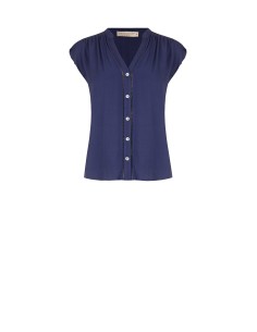 Ruimvallende en soepelvallende viscoseblouse met V-hals van Rinascimento