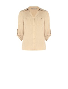 Chemise en viscose fluide avec col en V et poches Rinascimento