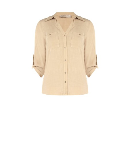 Chemise en viscose fluide avec col en V et poches Rinascimento