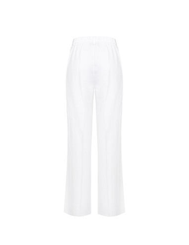 Pantalon droit en lin et viscose mélangés avec poches et élastique au dos Rinascimento
