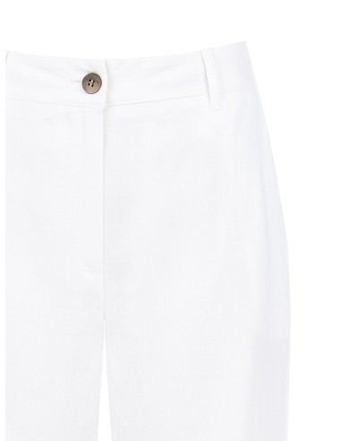 Pantalon droit en lin et viscose mélangés avec poches et élastique au dos Rinascimento