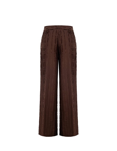 Pantalon de palais en viscose mélangée, rayé et effiloché, avec poches Rinascimento