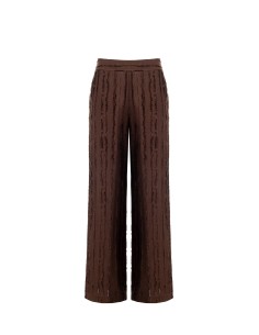 Pantalon de palais en viscose mélangée, rayé et effiloché, avec poches Rinascimento