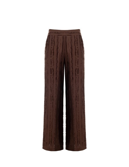 Pantalon de palais en viscose mélangée, rayé et effiloché, avec poches Rinascimento