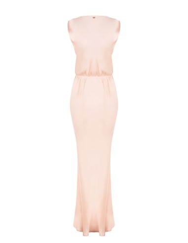 Robe longue en satin à col en V drapé Rinascimento