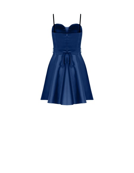 Robe courte en satin avec ceinture assortie et strass Rinascimento