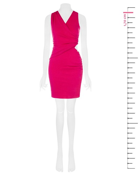 Korte aansluitende jurk van gerimpeld lurex met cut-out aan de zijkant