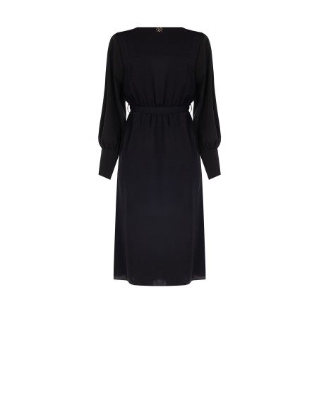 Robe midi en satin à col croisé avec ceinture et bretelles coordonnées Rinascimento