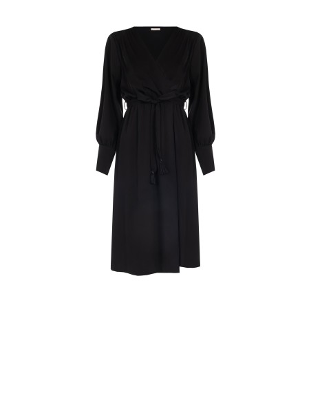 Robe midi en satin à col croisé avec ceinture et bretelles coordonnées Rinascimento
