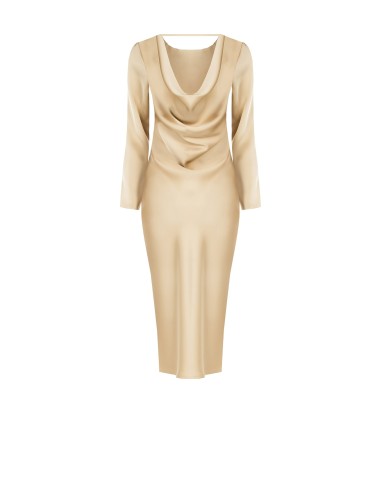 Robe mi-longue en satin avec encolure en anneau derrière Rinascimento