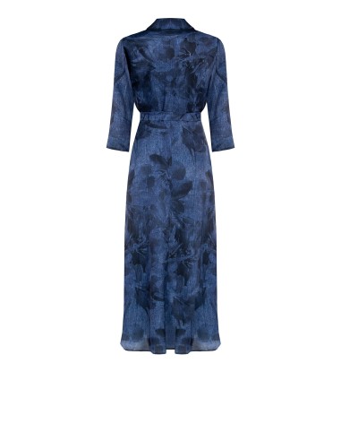 Robe longue Chemisier Denim Effect Print With Belt Rinascimento