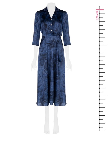 Robe longue Chemisier Denim Effect Print With Belt Rinascimento