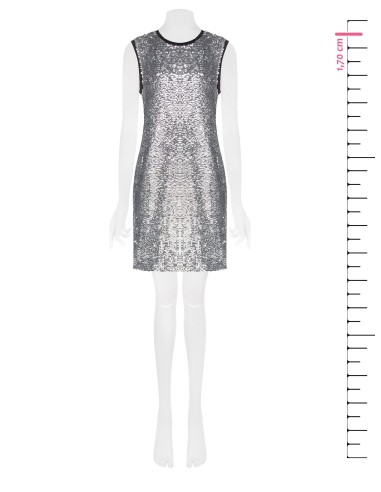 Short Sequin Covered Dress With Crew Neck And Lurex Armholes Rinascimento