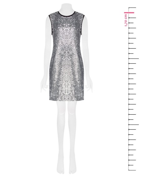 Short Sequin Covered Dress With Crew Neck And Lurex Armholes Rinascimento