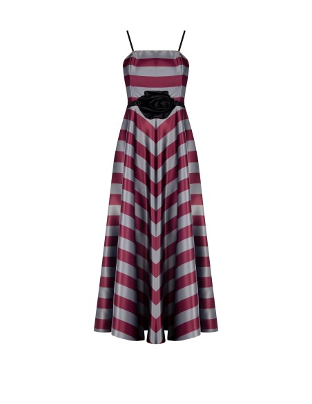 Robe longue en satin avec ceinture rose Rinascimento